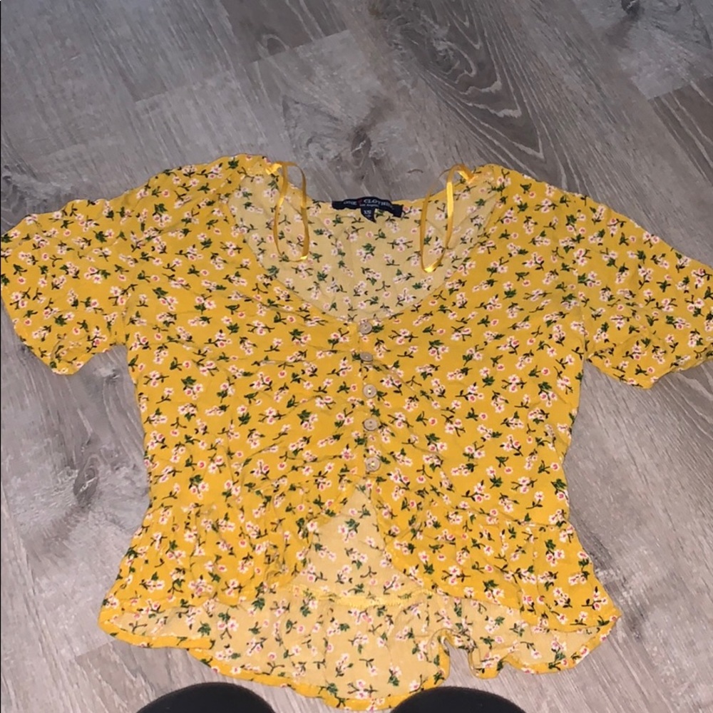 yellow floral crop top
